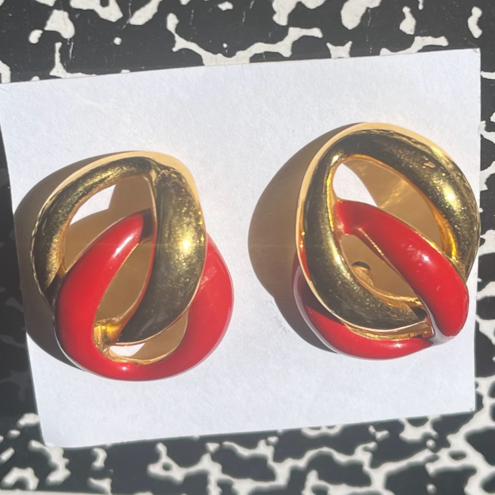 Vintage Red/Gold Napier Earrings